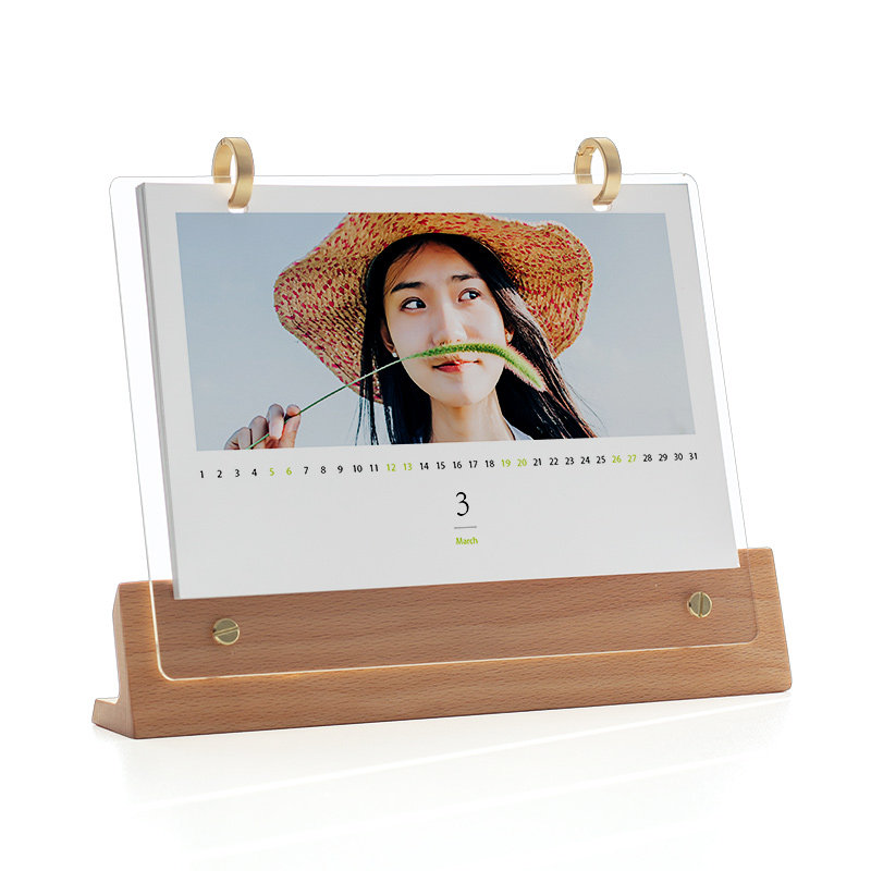 2026年木质台历定制diy照片来图制作日历自制创意年历支架定做