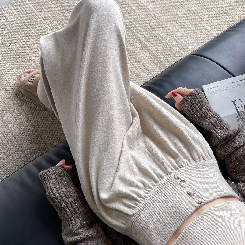 慵懒风软糯洋气糯米阔腿裤女春秋夏高腰窄版垂感大裤脚拖地裤裙