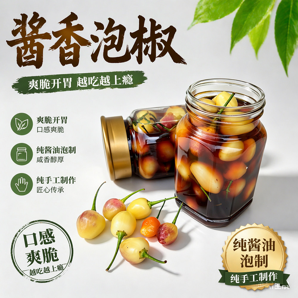 广西特产蒜香酱汁八彩泡椒酱油泡制灯笼椒正宗新鲜脆泡香辣五彩椒