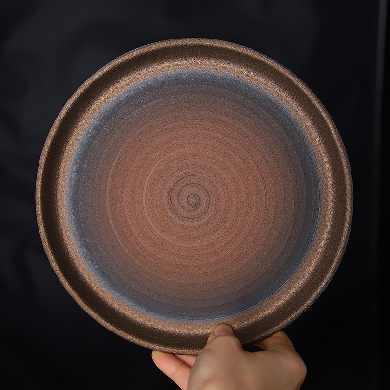 大平螺纹柴烧壶承干泡台陶瓷壶垫储水式茶承养壶垫茶壶茶托隔热垫