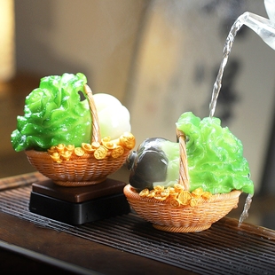 遇水变色创意茶宠摆件百财如意白菜功夫茶具配件茶玩茶几装 饰品