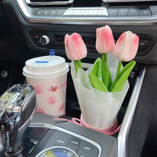 25年网红汽车摆件水杯郁金香摆件车内花束装饰品女神车载内饰用品