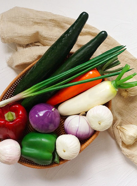 Lmde仿真水果蔬菜装 假果蔬道具送果篮 橱柜样板房摆放装饰品