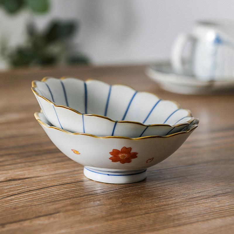 陶瓷复古风大众釉下彩梨花小食碗