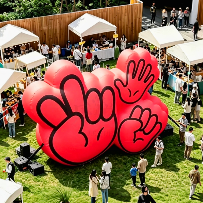网红石头剪刀布充气气模定制趣味市集互动打卡装置商场引流美陈画