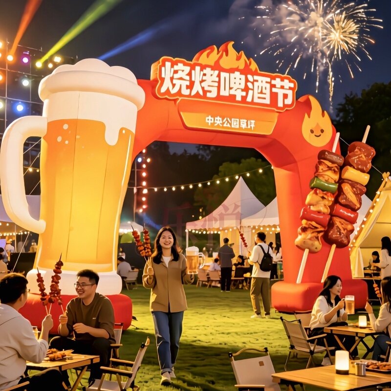 定制烧烤啤酒节拱门仿真充气气模夜宵美食活动商场户外字体创意