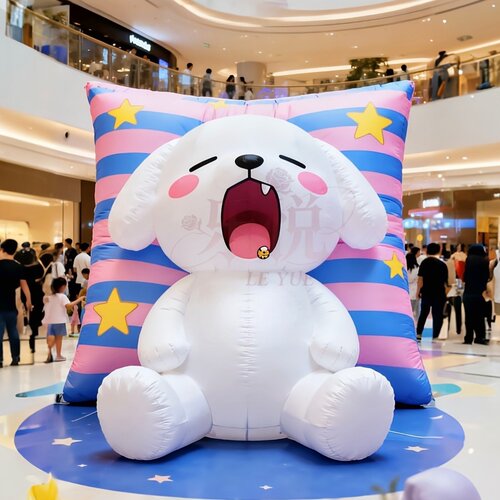 定制可爱卡通枕头小狗打哈欠小尖牙仿真充气气模商场户外活动美陈