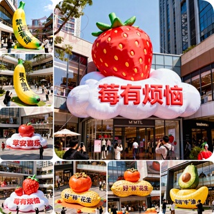 定制莓有烦恼富的牛油苹安喜乐好柿发生水果谐音跟仿真创意充气模