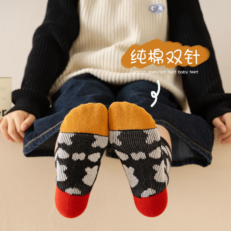 秋冬新品儿童中筒袜简约复古双针双路男女童袜子无骨缝合豹纹袜,童装/婴儿装/亲子装,儿童袜子(0-16岁),淘宝优惠券,粉丝福利购,淘宝优惠卷