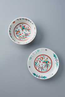 日本进口 九谷烧凤凰图小盘中号碗 日式陶瓷餐具家用碟子盘子小碗