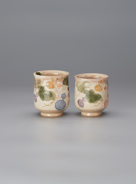 清水烧日式手工作手绘陶杯子对杯