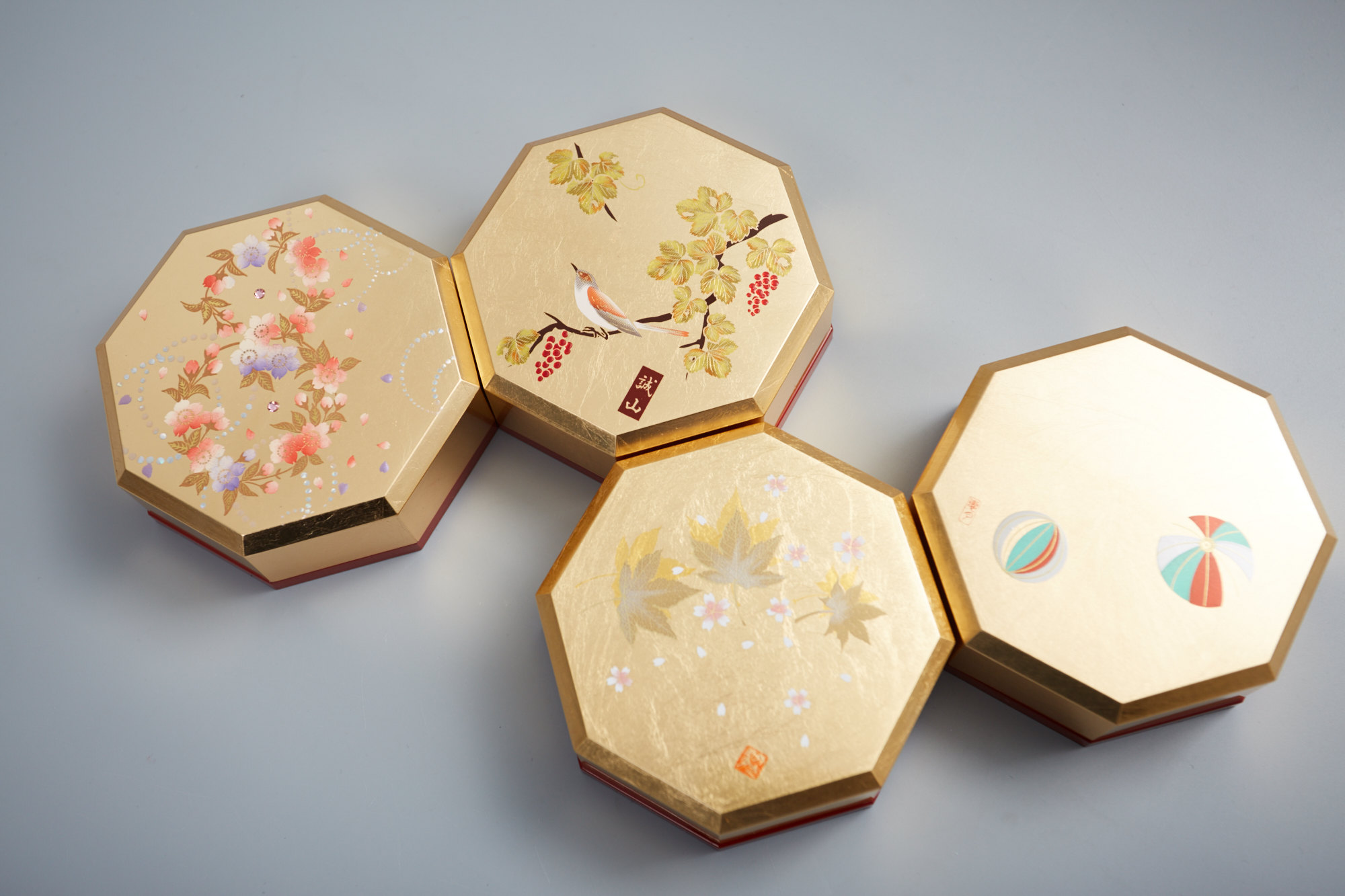 日本进口 山中漆器 金箔八角小箱 收纳盒 日式储物盒 首饰盒 礼品