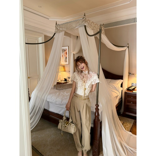 F boutique「私服裤」62%来赛尔定染超高腰纽扣装饰收脚口工装裤