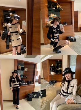 F boutique 小香25k高奢定染山100%羊绒针织套装