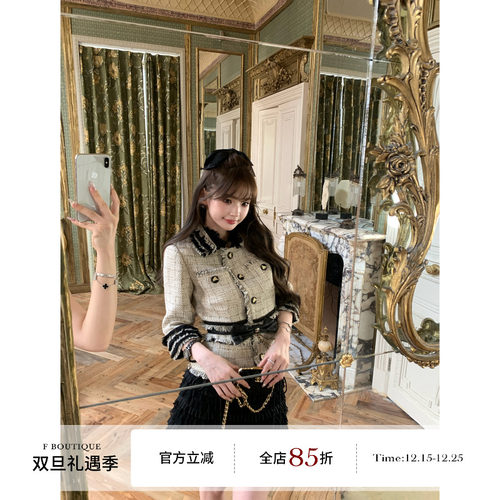 F boutique 金秋麦穗 4w+中古复刻绝版珍藏重工流苏蕾丝小香外套