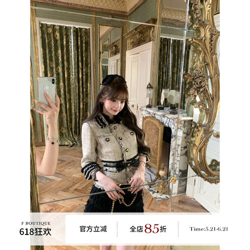 F boutique 金秋麦穗 4w+中古复刻绝版珍藏重工流苏蕾丝小香外套