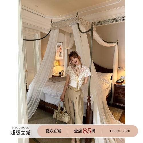 F boutique「私服裤」62%来赛尔定染超高腰纽扣装饰收脚口工装裤
