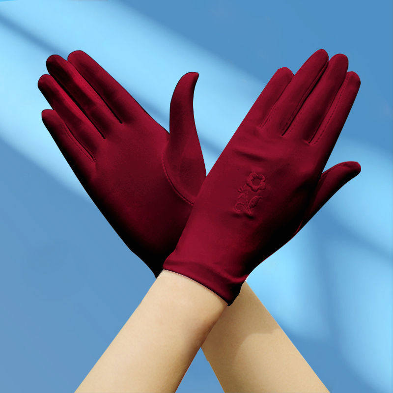 秋季表演礼仪氨纶绣花手套包邮