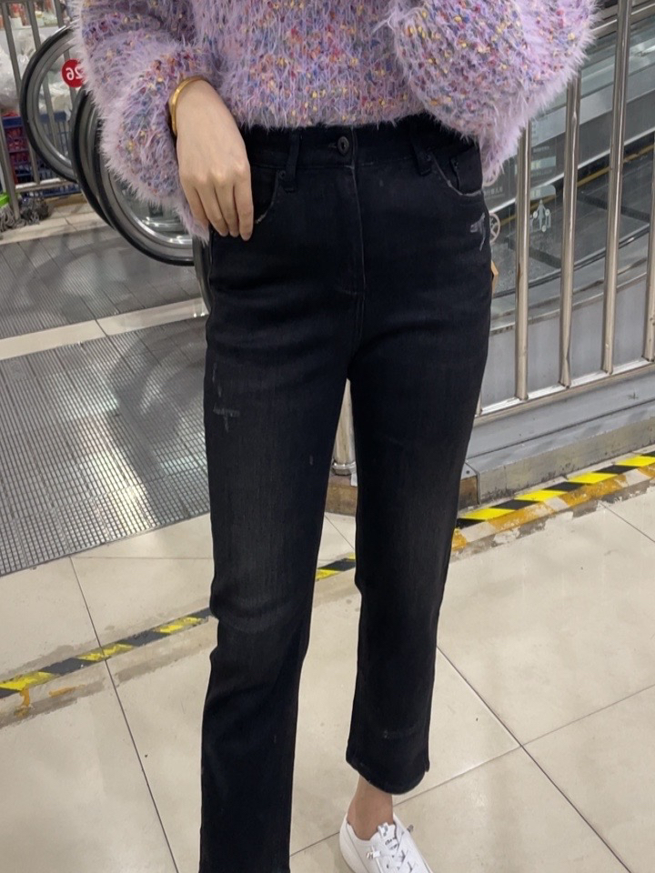 MiniBrand 韩国秋季款新款黑色修身显瘦百搭九分烟管裤牛仔裤女