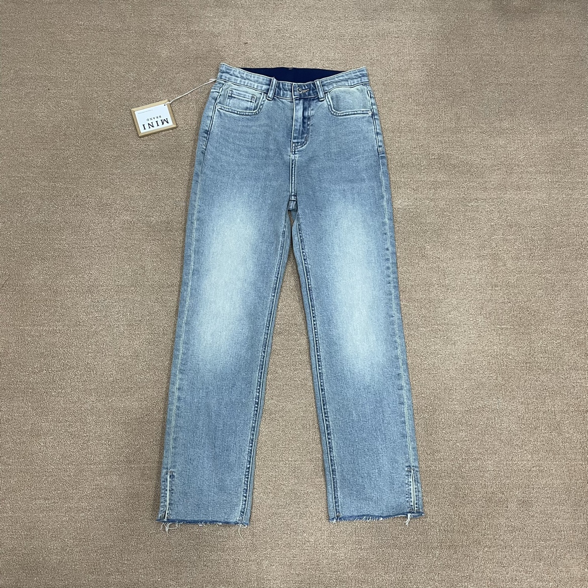 MiniBrand韩国正品2025早秋新款浅蓝色高腰显瘦百搭直筒牛仔裤