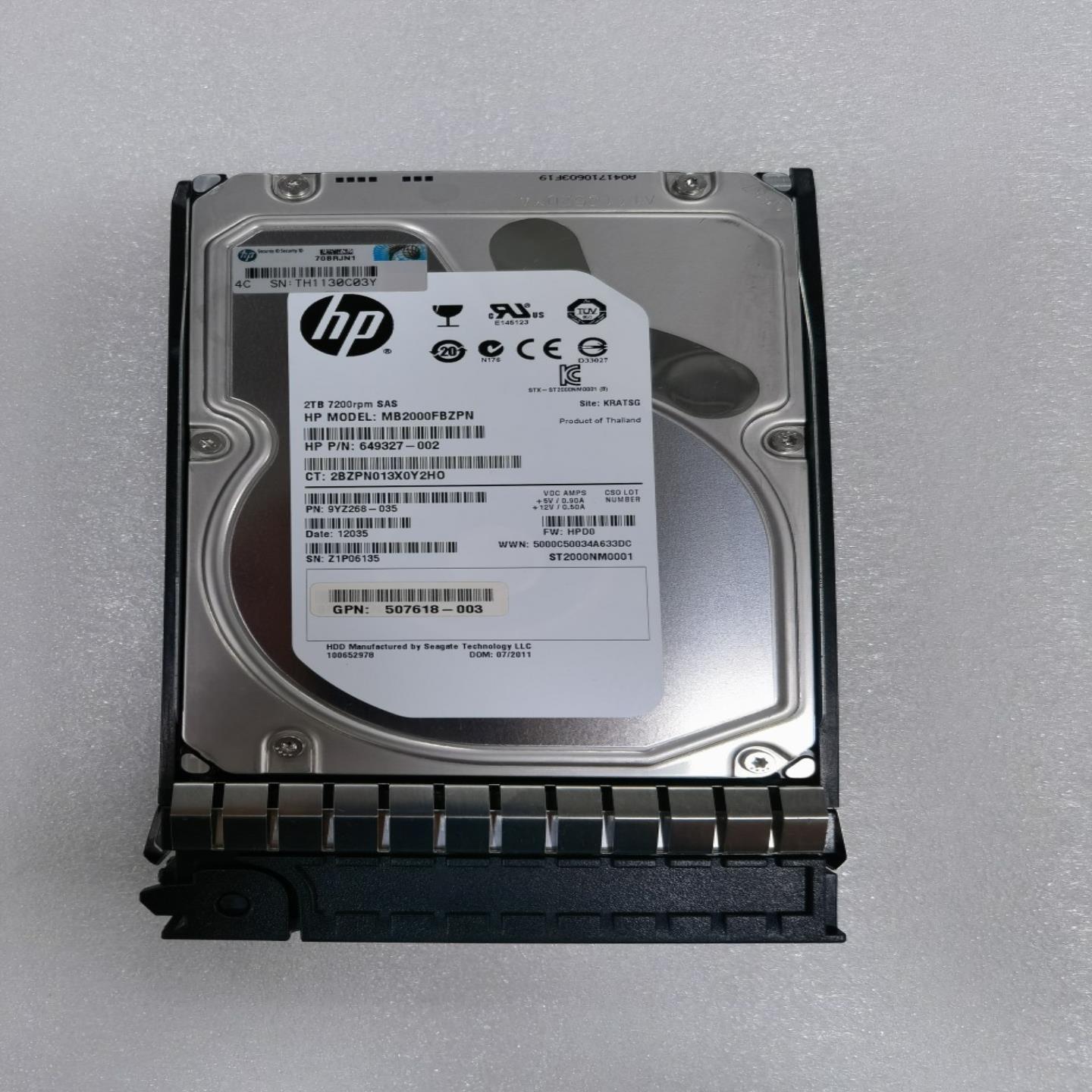HP 508010-001 649327-002 507618-003 2T SAS 6G 服务器硬盘询价