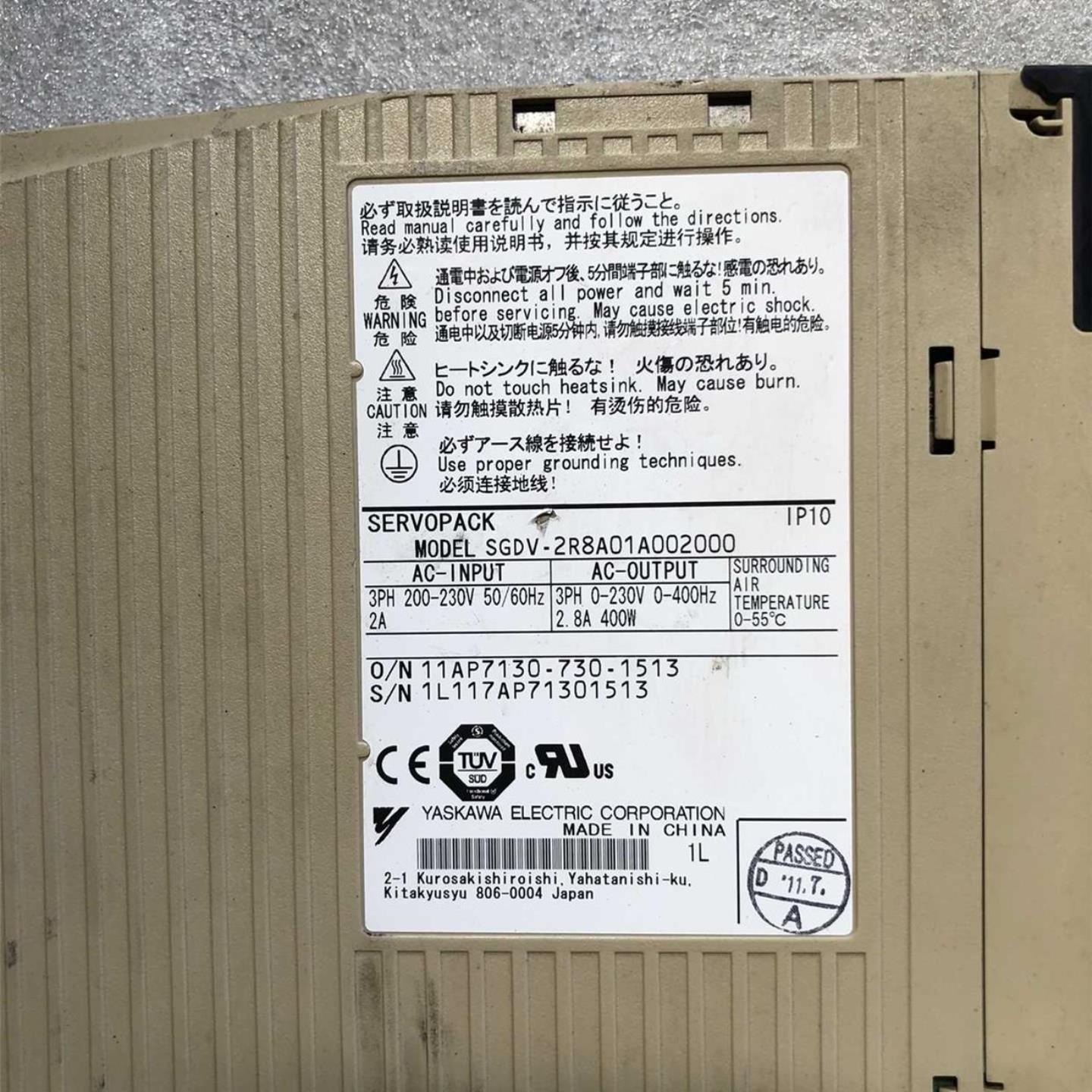 安川  伺服驱动器 400W  SGDV-2R8A01A00询价