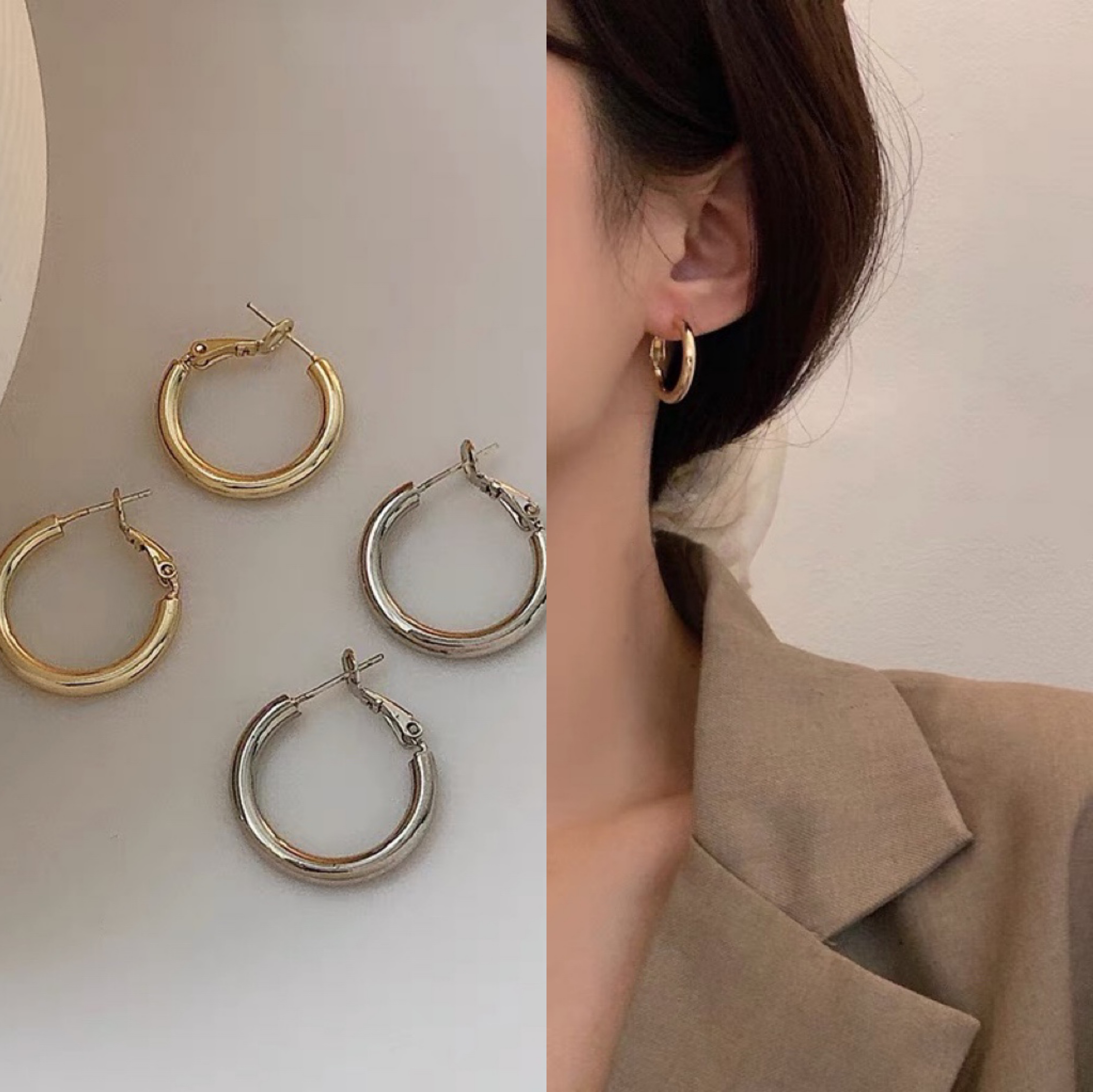 高级感轻奢女小耳圈素圈圆圈耳钉