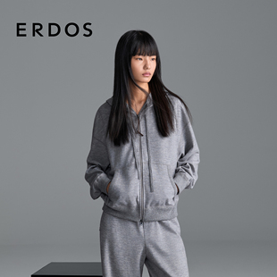连帽卫衣25年秋冬新品 女士短款 ERDOS 运动外套 头等舱精密针织