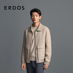男装 ERDOS 羊绒翻领夹克25年秋冬老钱风拉链休闲外套 嘉宾同款