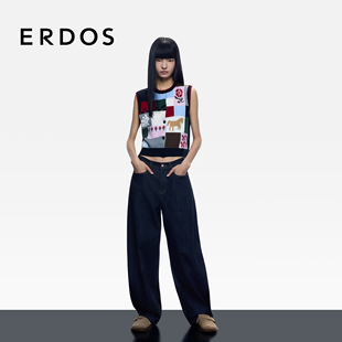 25年新品 女士牛仔香蕉裤 ERDOS 牛仔黑色宽松长裤 辛芷蕾同款