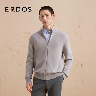 秋冬棉绒混纺拉链简约老钱风针织外套 半高领开衫 ERDOS 男装