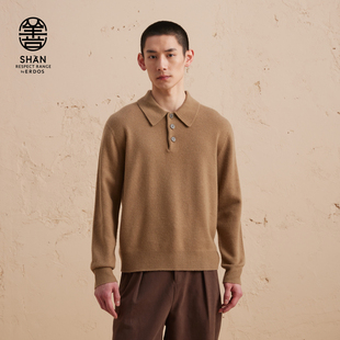 翻领羊绒衫 ERDOS 秋冬POLO领男宽松休闲针织衫 初绒
