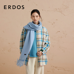 纯羊绒单层水纹针织披肩秋冬保暖围巾 ERDOS 男女同款