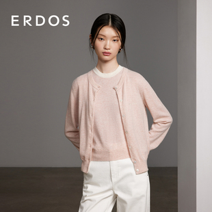 薄款 女学院风针织背心 ERDOS圆领刺绣羊绒开衫 外套 刘雯同款