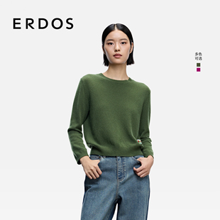 圆领中袖 饰女士纯色打底针织衫 羊绒套衫 装 上衣 25年秋冬新品 ERDOS