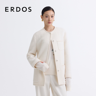 圆机羊毛小香风大衣 ERDOS圆领圈圈肌理优雅宽松外套女