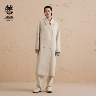 无染色羊绒大衣 毛呢外套秋冬女 ERDOS翻领拉绒宽松中长款