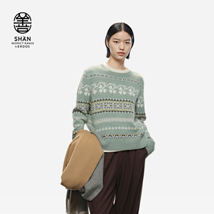 25年秋冬新品 圆领虚提女士羊绒衫 ERDOS 费尔岛套衫 秀场同系列