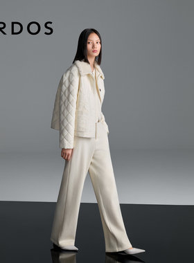 ERDOS 精密针织起绒圆机裤装25年秋冬新品羊毛混纺直筒女士裤子