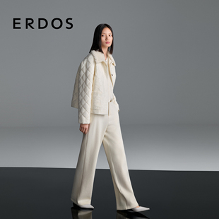 羊毛混纺直筒女士裤 ERDOS 25年秋冬新品 装 子 精密针织起绒圆机裤