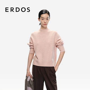 女士通勤百搭复古毛衣针织上衣 25年秋冬新品 ERDOS 半高领羊绒套衫