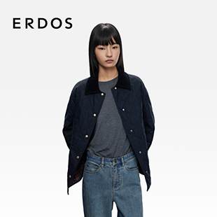 ERDOS 丝绵混纺保暖休闲上衣外套 女士翻领夹克棉服25年秋冬新品