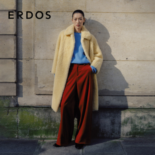 复古摩登阔腿裤 ERDOS 女冬绒感时髦休闲长裤 刘雯同款