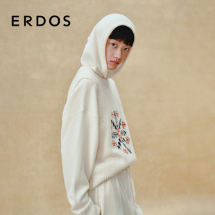 圆领厚款 ERDOS 针织毛衣休闲叠穿女冬 雪花提花背心