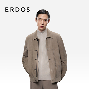 翻领宽松直身哑光复古百搭外套 麂皮皮衣25年秋冬新品 ERDOS 男装