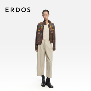 新品 2026年春季 女装 羊毛羊绒混纺开衫 ERDOS 套衫 多巴胺提花针织衫