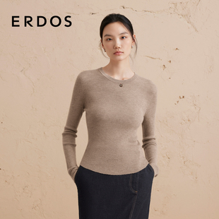 圆领针织衫 ERDOS 女秋薄款 修身 内搭套衫 长袖 精纺羊绒