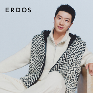 90白鹅绒千鸟格羽绒马甲25年秋冬新品 男装 ERDOS 外套 马龙同款