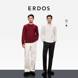 新年系列 25年秋冬新品 ERDOS 半高领马年翻花羊绒衫 红套衫 男装
