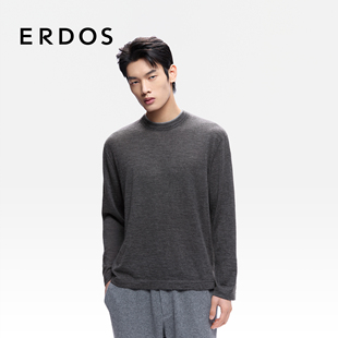 精纺 26年早春新品 ERDOS 假两件圆领羊绒衫 宽松直身针织衫 男装